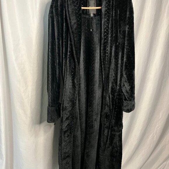 Plush Tiled Heather Jacquard Robe Charcoal M/L Cozy - Picture 3 of 11